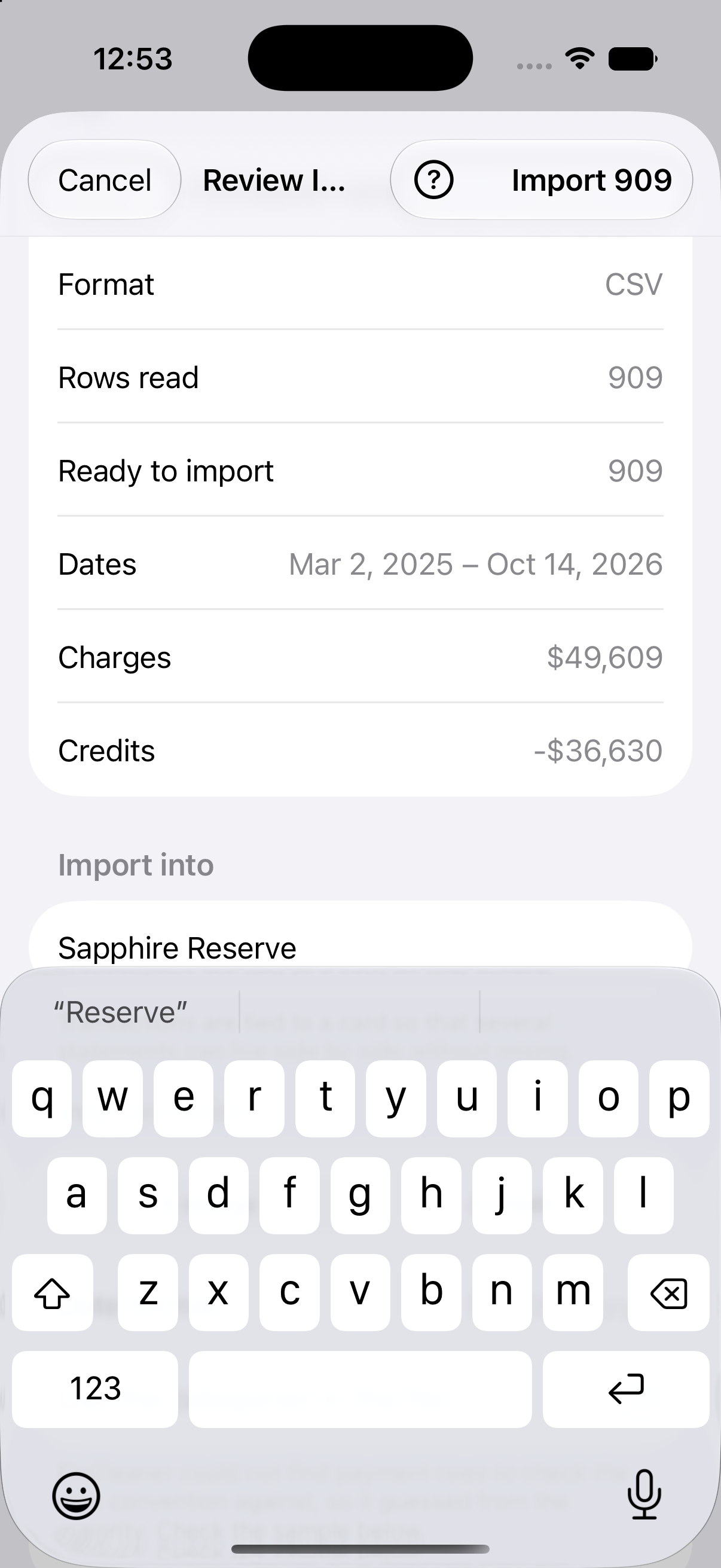 The import review screen showing what FinCleaner read from the file before importing.